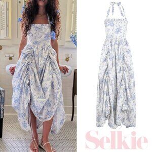 Selkie The Bed & Breakfast Journal Maxi Dress Blue White Floral Medium